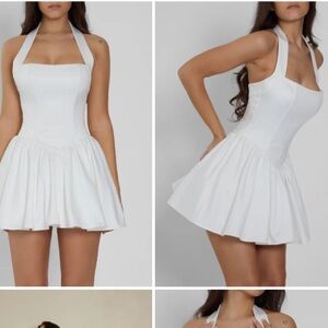 White Halter Corset Mini Dress
